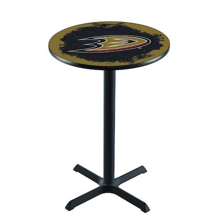 42 Blk Wrinkle Anaheim Ducks Pub Table,36 Dia. Top